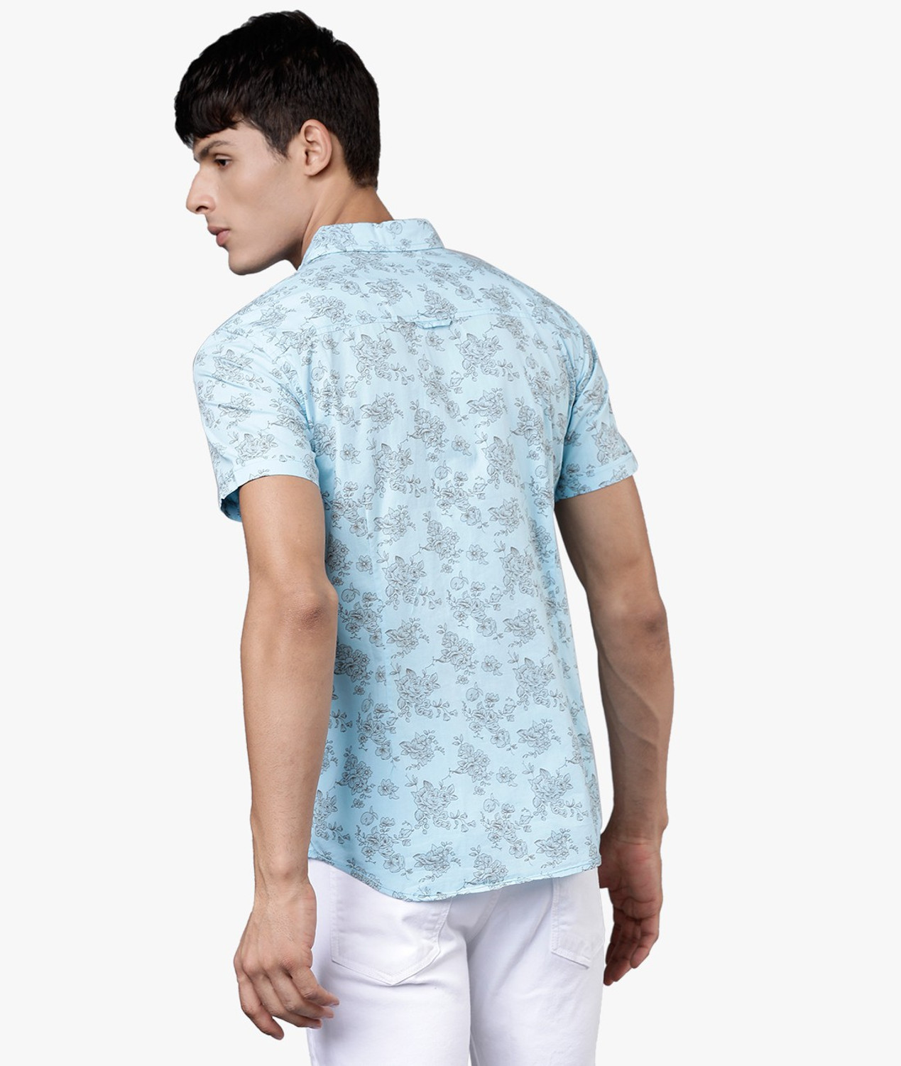 Image of LOCOMOTIVE Men Printed Casual Blue Shirt