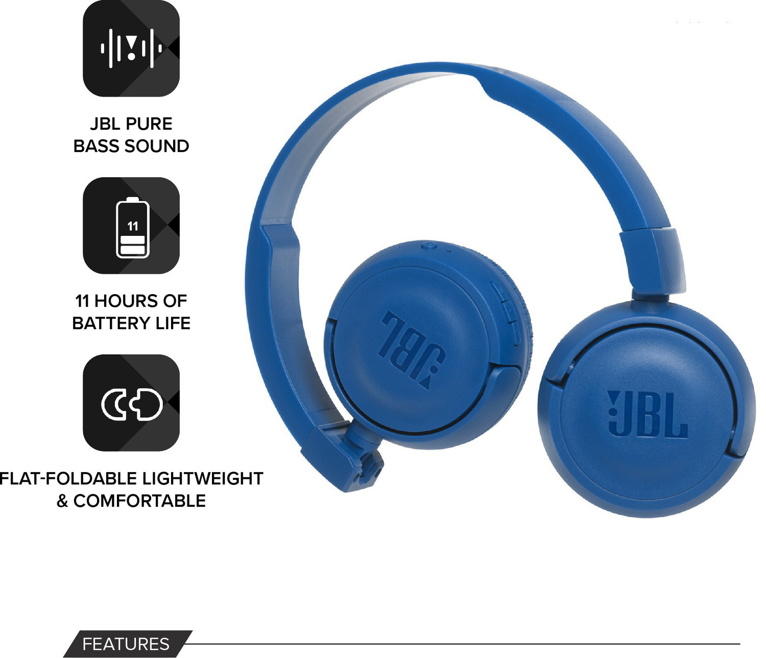 Image of JBL T450BT Extra Bass with Voice Assistant Support Lightweight Flat Foldable Bluetooth