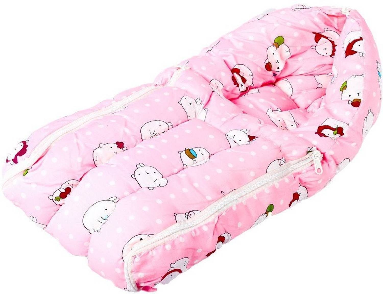 baybee Cotton Bed Cum Baby Sleeping Bag-BBCBB0011_Pnk cum Carry Bag Crib Bedding