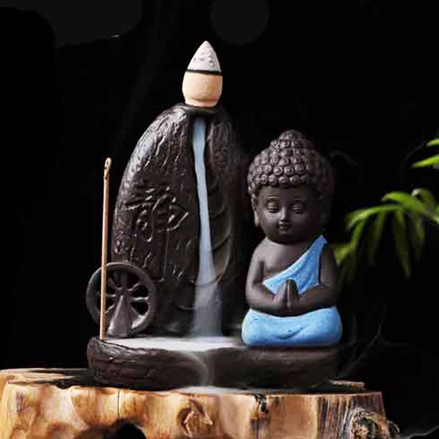 Beckonventure Handicrafted Meditating Monk Buddha Smoke Backflow incense burner with 10 Smoke Backflow Incense Cone in Incense Sticks|buddha idols|smokeBuddha statue|Lord Buddha Idols for Home Decor|table decorations items| home decor in Showpieces &Figurines|Buddha Statue for Car Dashboard, Gifts And Home & Showpieces & Figurines|Statues|statue for car|statue of gods|Showpieces for gift|Showpieces in home|Smoke waterfall fountain Polyresin Incense Holder