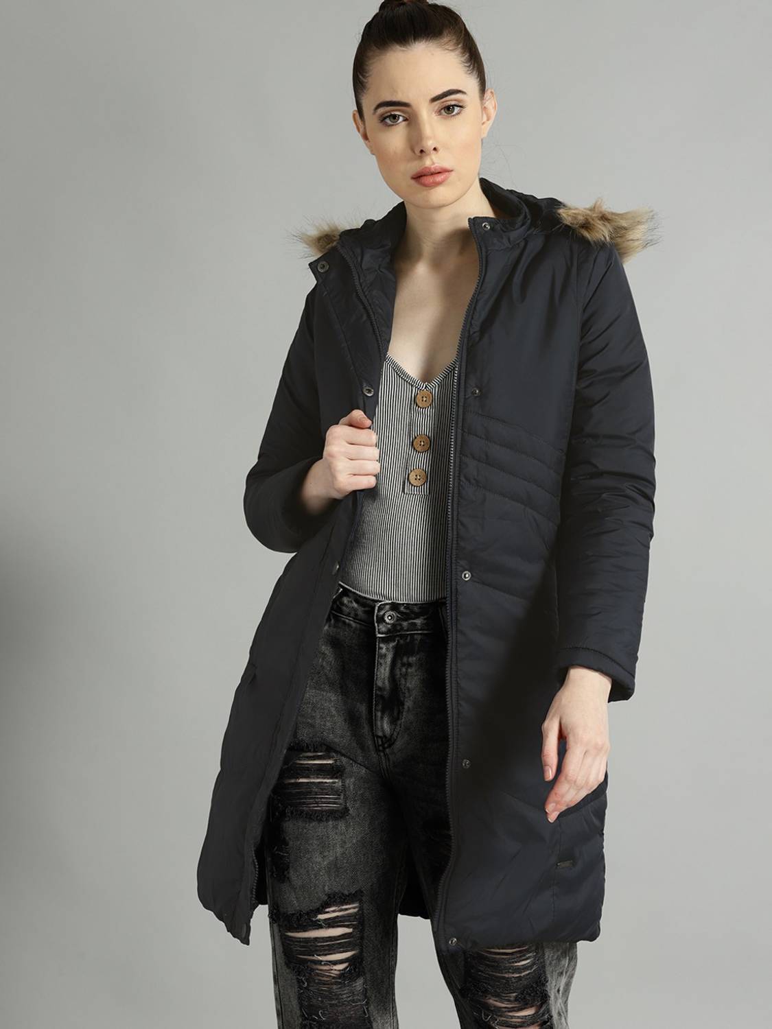Roadster Women Full Sleeve Solid Jacket - Image 1