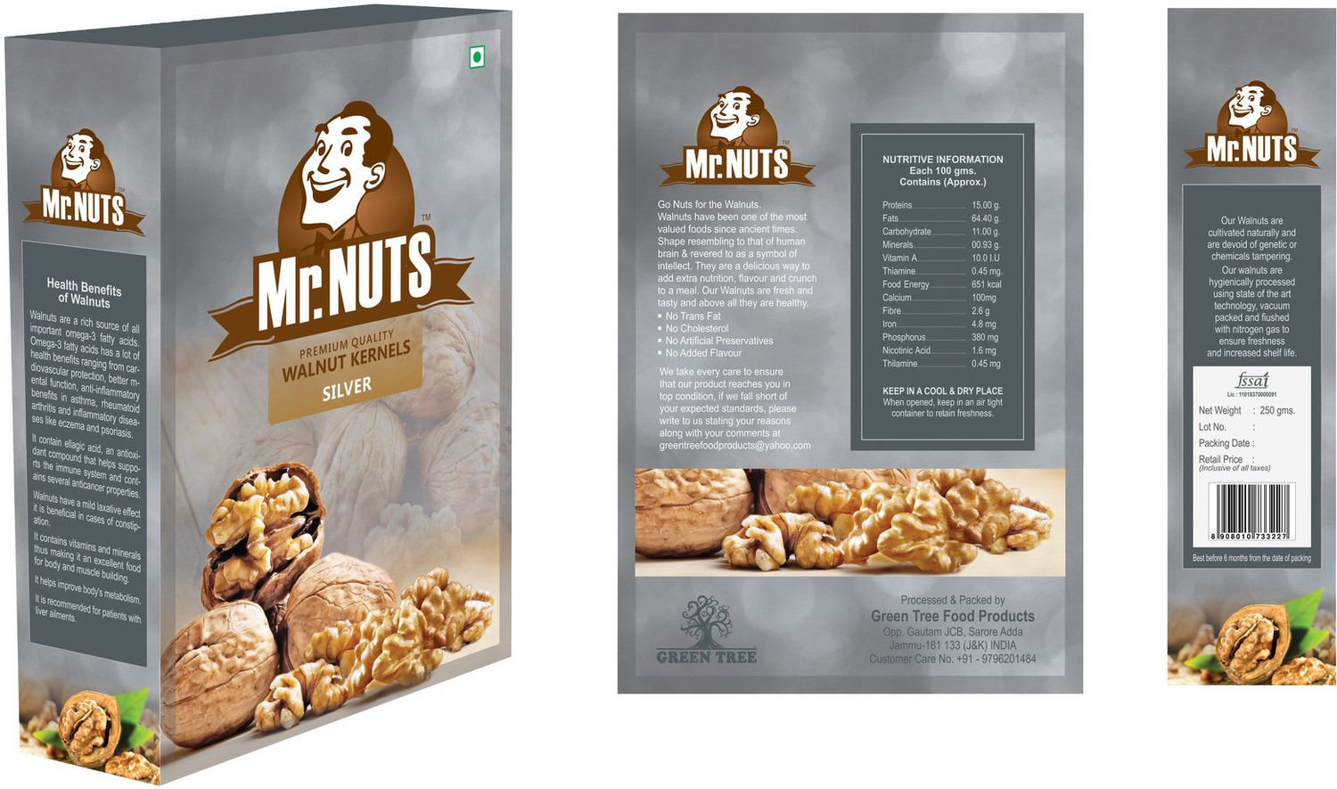 Image of Mr.NUTS SILVER PREMIUM WALNUT KERNELS (Akhrot) Pack of 1 Walnuts