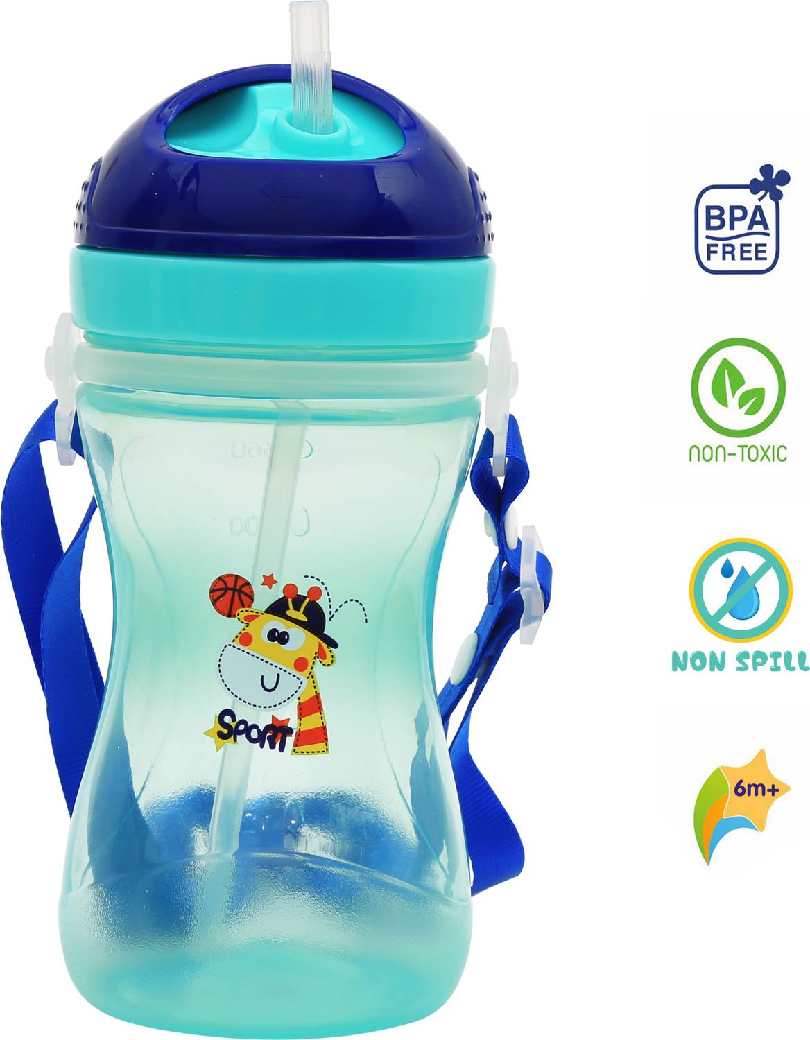 1st Step 360ml BPA Free Polypropylene Soft Straw Baby Sipper/Sippy Cup With Straps