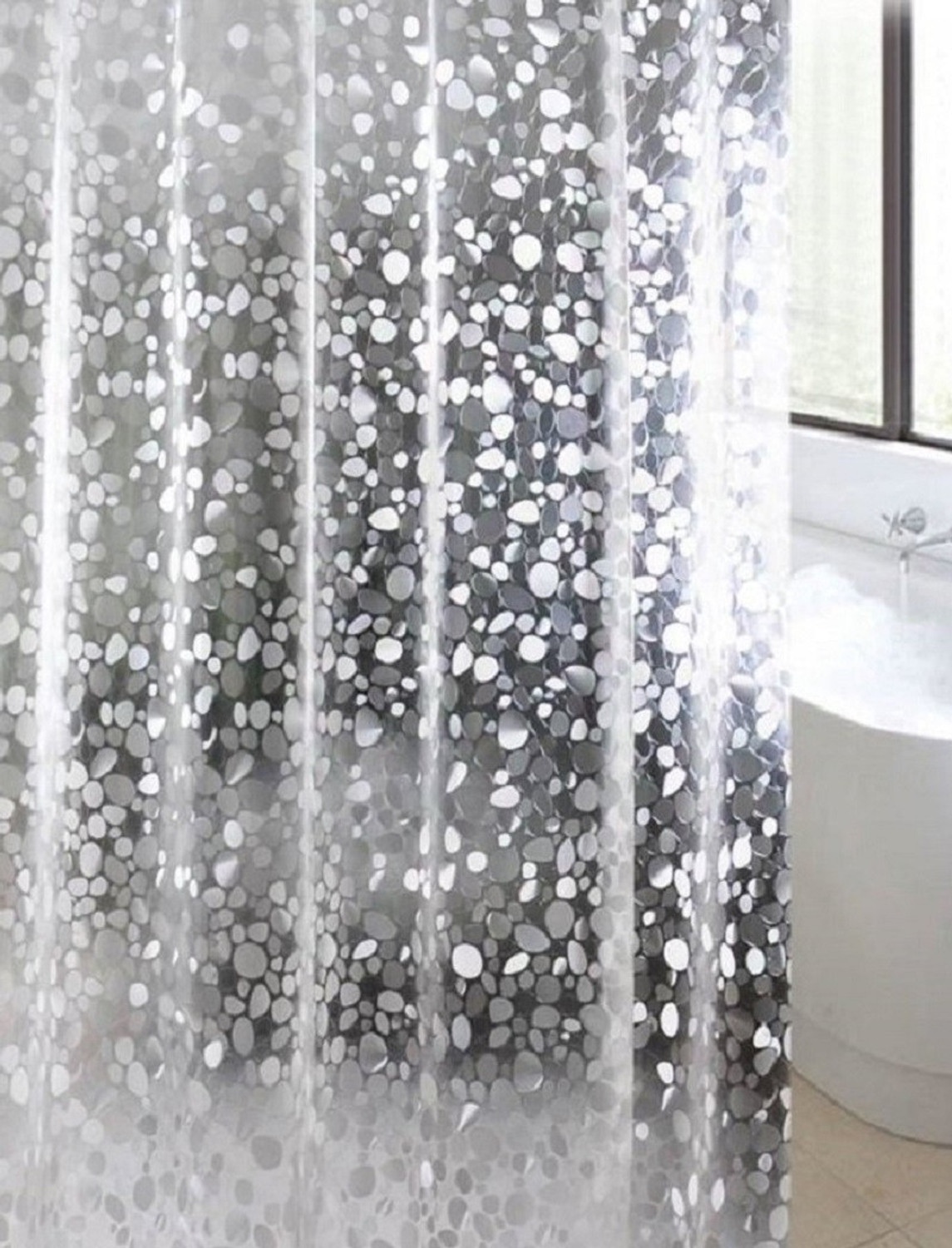 Image of CASA FURNISHING 213 cm (7 ft) Shower PVC Curtain Single Curtain