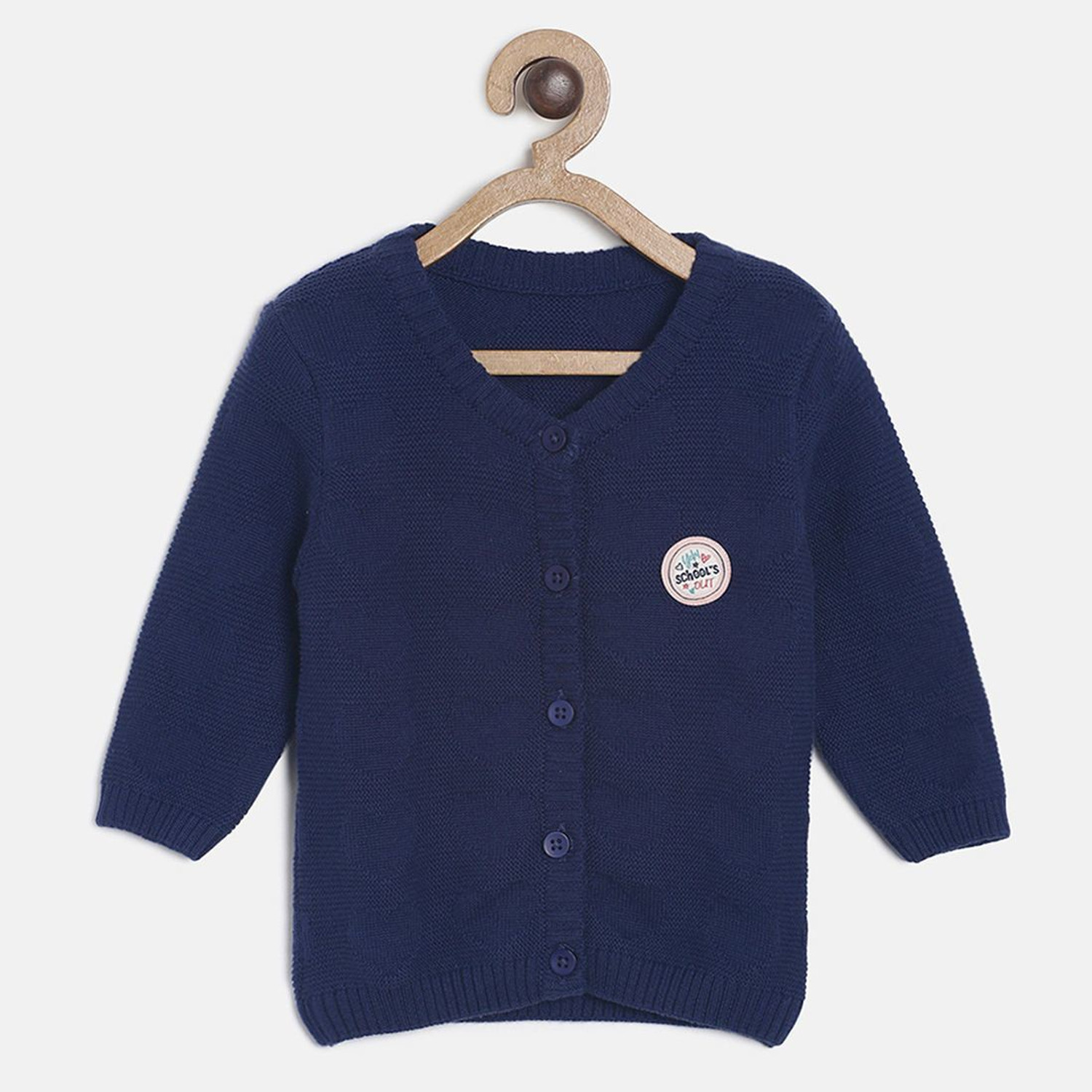 Image of MINI KLUB Solid V Neck Casual Baby Girls Blue Sweater