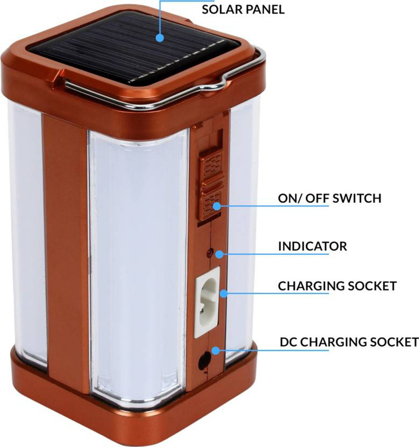 Image of FIRSTLIKE 4 Tube 360 Degree Extra Bright with Electric & Solar Rechargeable 7 hrs Lantern Emergency Light