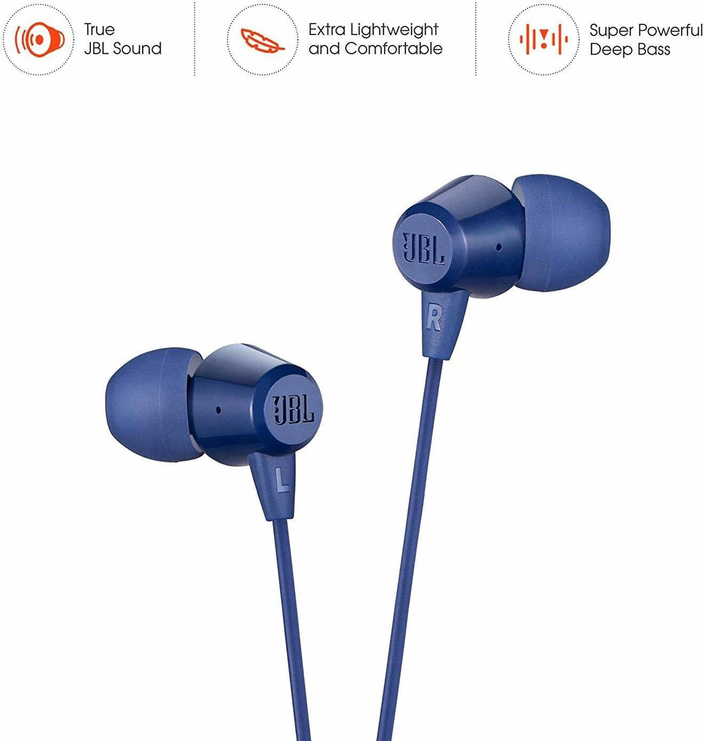 JBL C50HI Wired Earphones Blue - Image 2