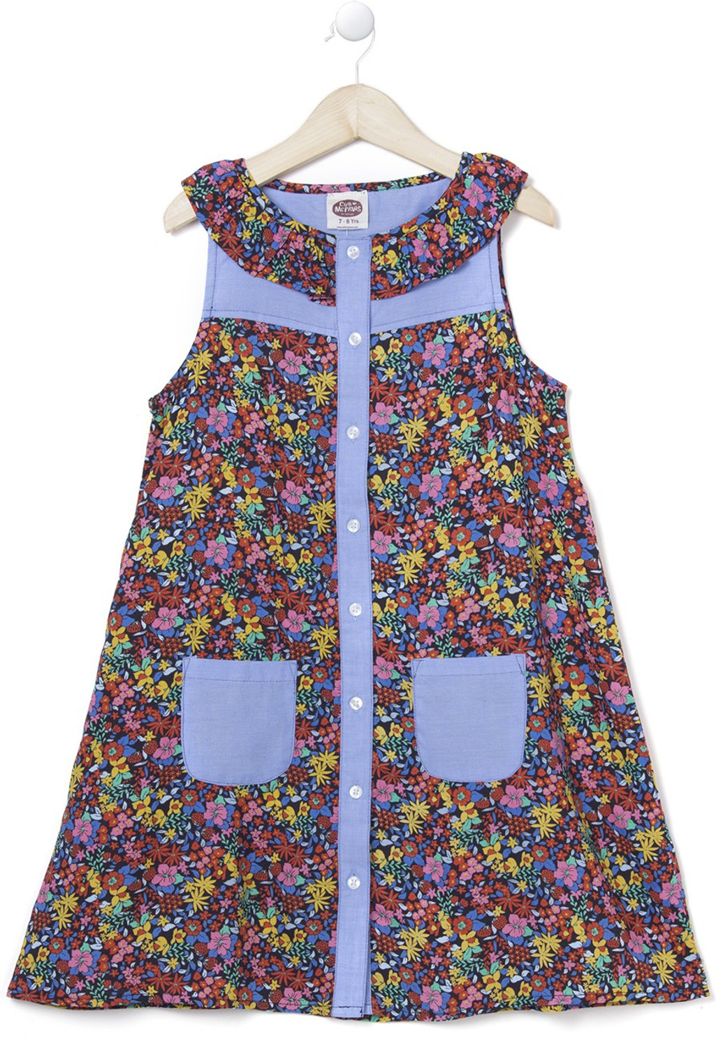 Image of Cub McPaws Girls Midi /Knee Length Casual Dress (Multicolor, Sleeveless)