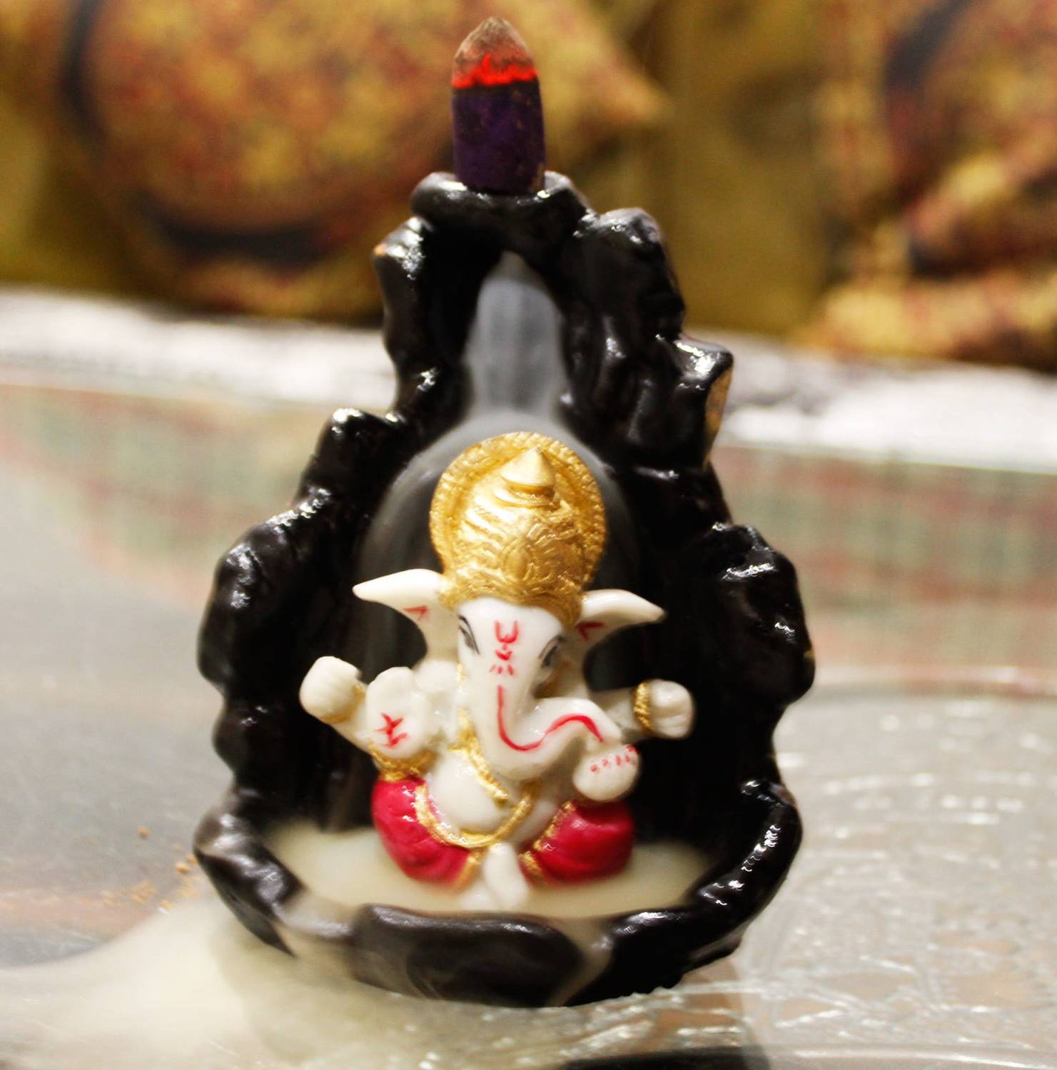 Beckonventure Handicrafted Smoke Ganesha Water Fountain Backflow incense burner with 10 Smoke Backflow Incense Cone in Incense Sticks for home Smoke ganesh in Religious Idols|smoke fountain| smoke ganesha |Lord Ganesha Idols for home decor|table decoration items|Ganesha Statue|statue for car|statue of gods|statue for home|Ganesha idol for gifts, home & Showpiece & Figurnies|ganesh Murti| ganeshjimurti |handicraftitems|decorativeitems|Showpiece gift sets| Showpiece & Figurnies|Showpieces in home| Decorative Showpiece  -  9.5 cm