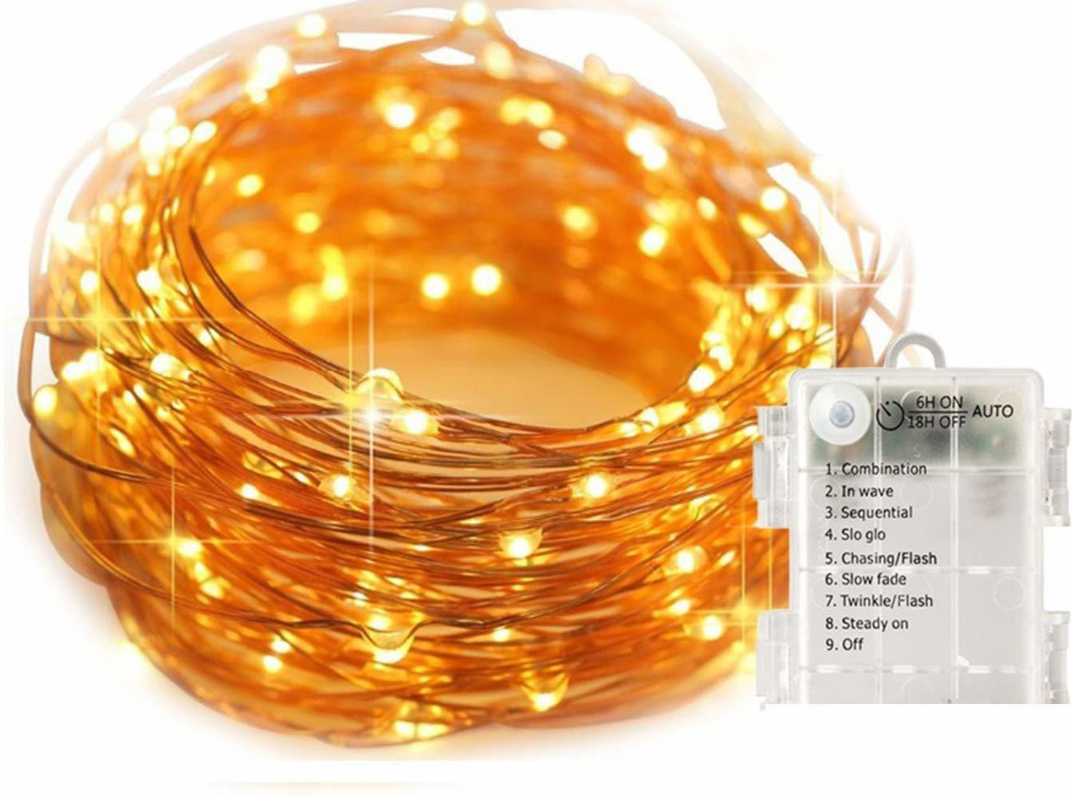 Image of SAVID 100 LEDs 10.01 m Yellow Flickering Water Drop Rice Lights