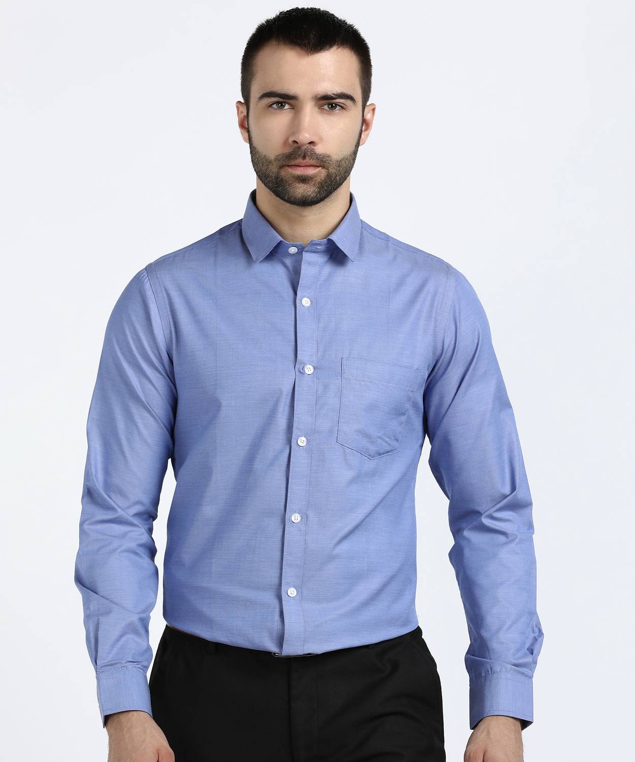 ARROW Men Self Design Formal Blue Shirt