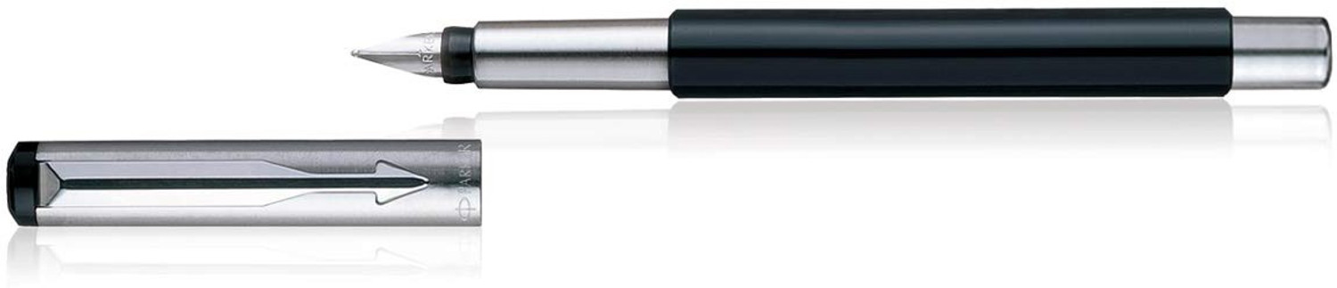 Image of PARKER Vector Mettalix Fountain Pen With Free Quink Blue Ink Ball Pen