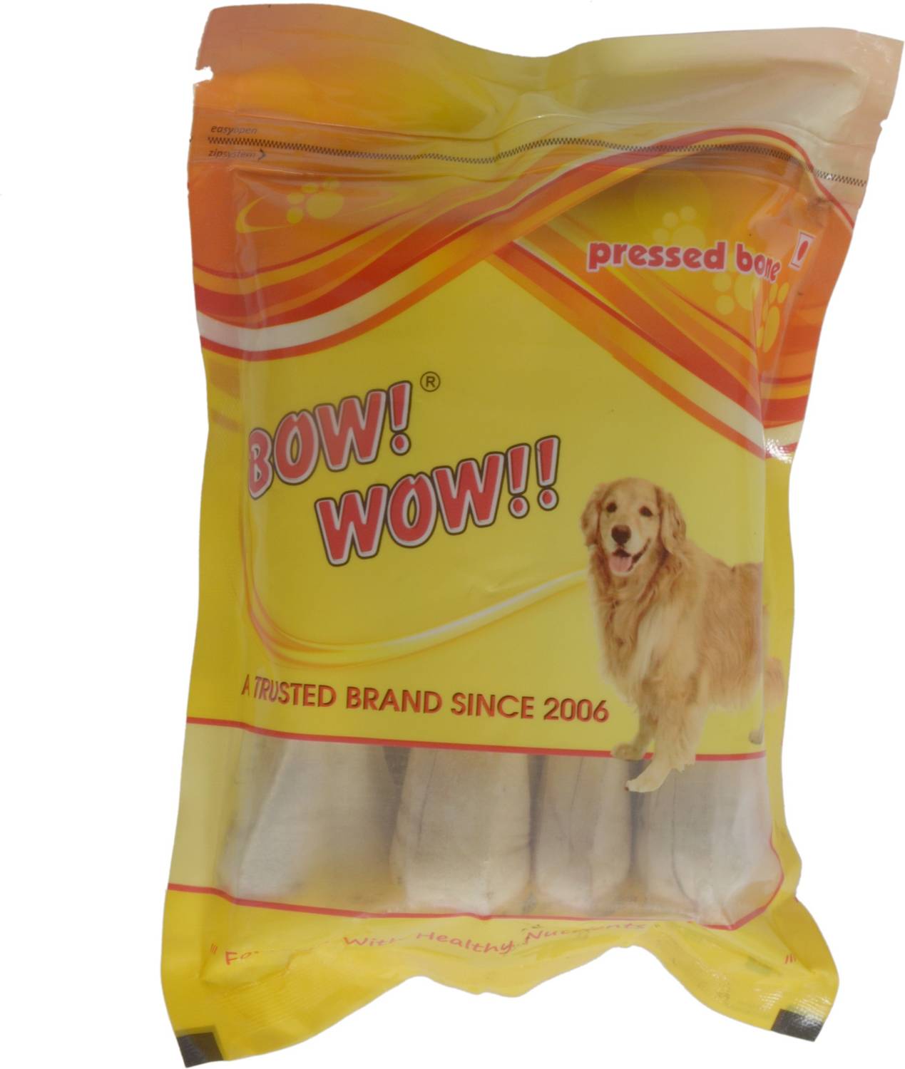 Bow! Wow !! Raw Hide Bone 4" Pack of 5 Beef Dog Chew