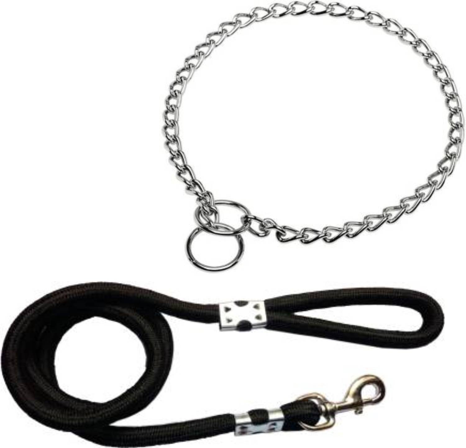 ADIOS GOOD QUALITY 24 INCH CHOKE CHAIN WITH COMFORTABLE DOG LEAD Dog Collar & Leash