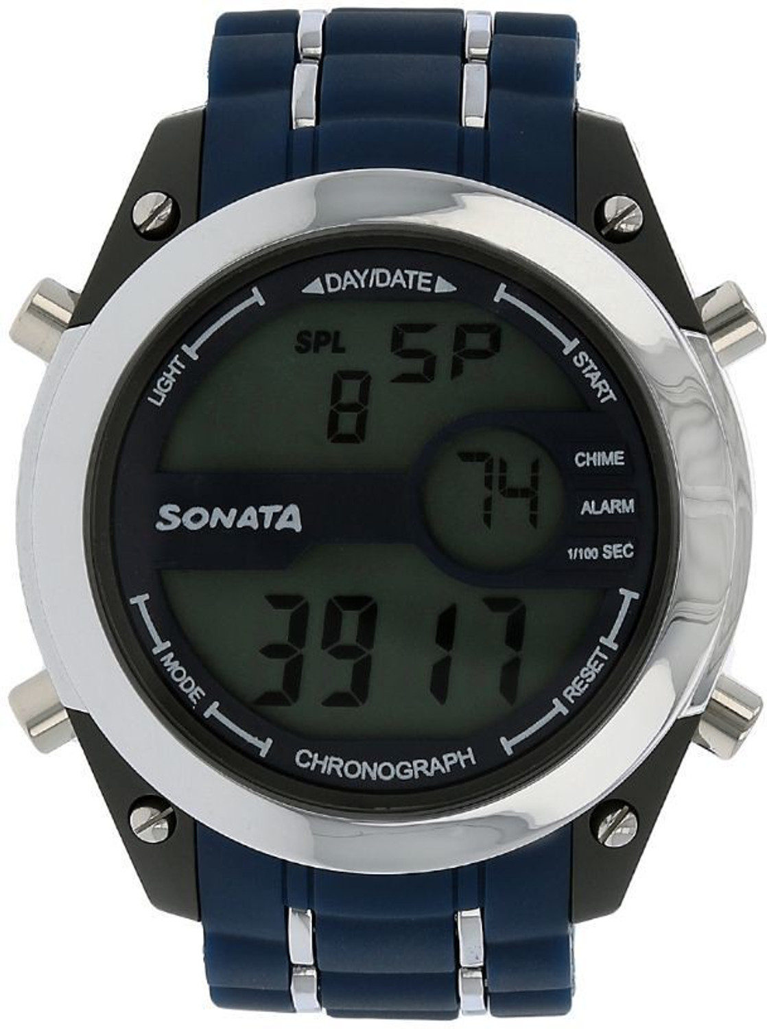 Image of SONATA NP77034PP03 SF Digital Dial Blue Navy Plastic Strap Digital Watch - For Men