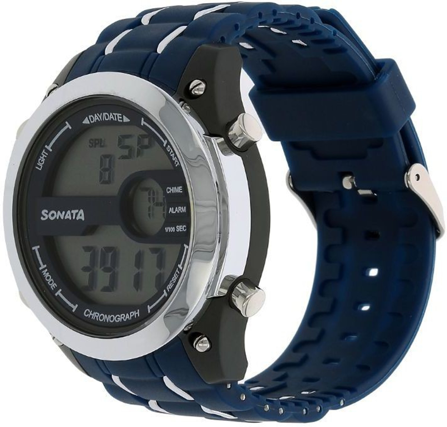 Image of SONATA NP77034PP03 SF Digital Dial Blue Navy Plastic Strap Digital Watch - For Men