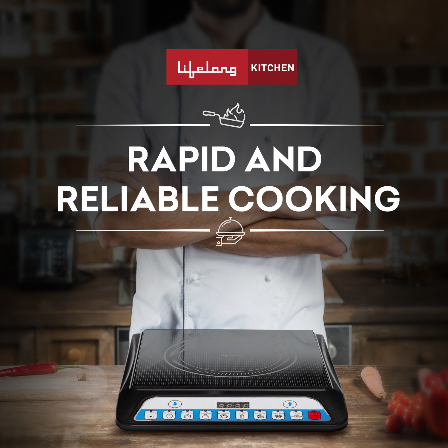 Image of Lifelong 2000 W Induction Cooktop Push Button
