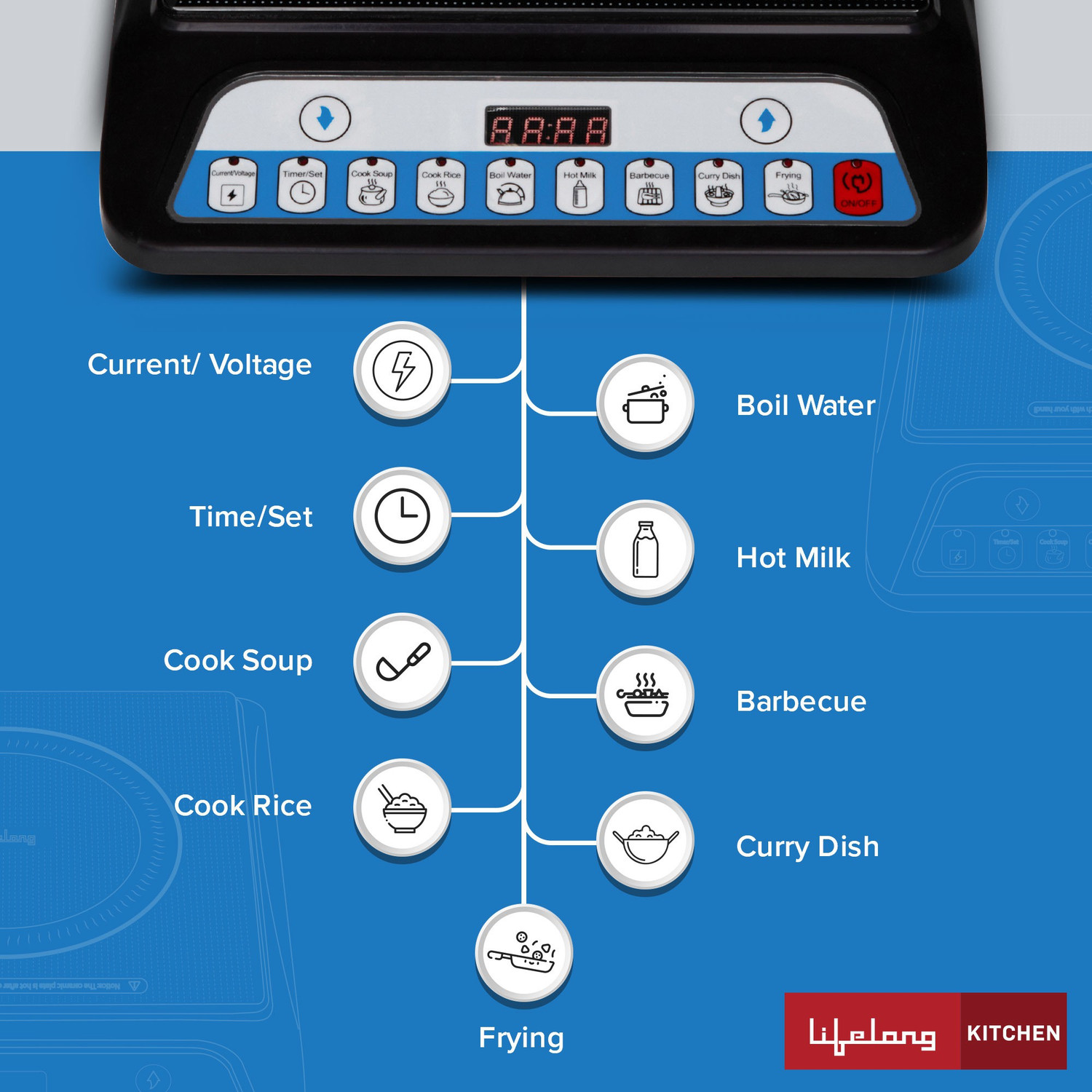 Image of Lifelong 2000 W Induction Cooktop Push Button