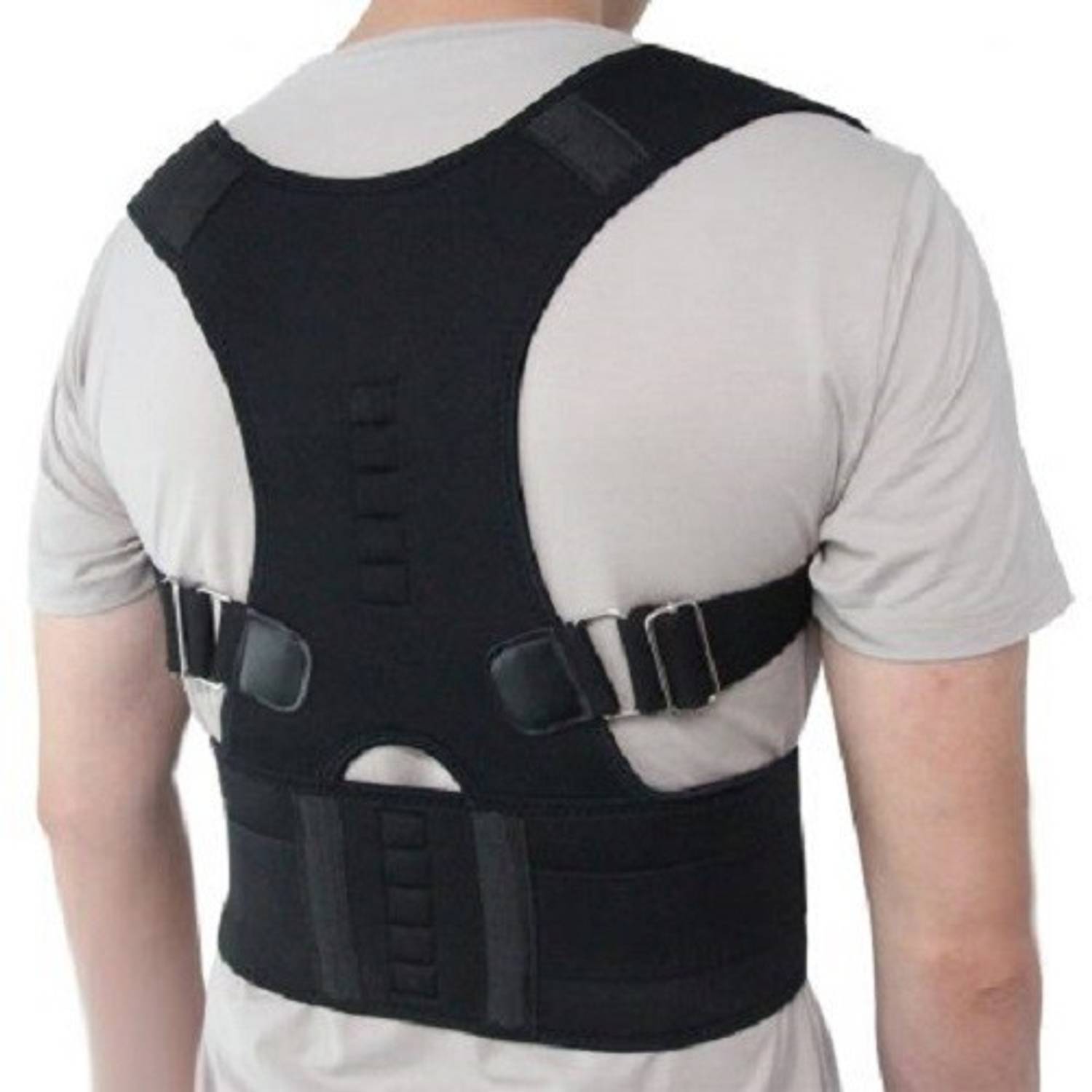 Aksharkunj Black Posture Back Support For Neck & Back Pain Relief Back Support Posture Corrector