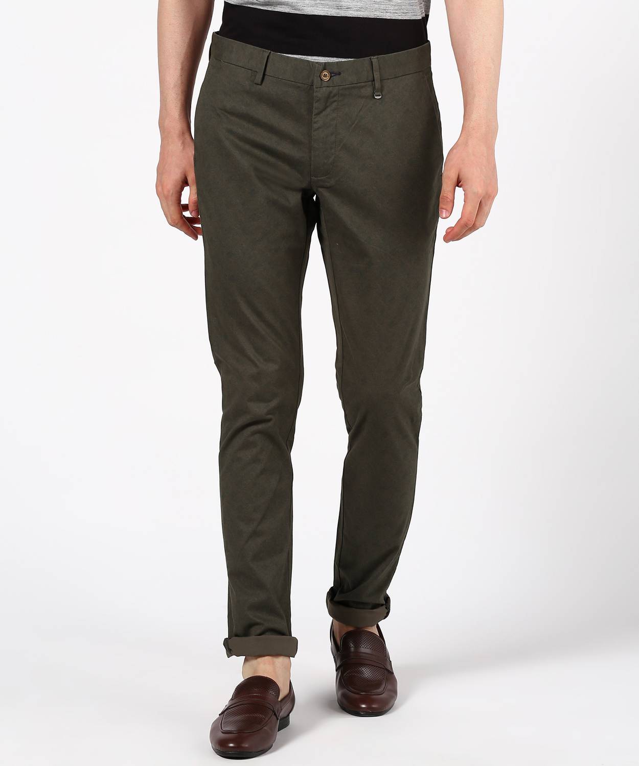 Blackberrys Slim Fit Men Green Trousers