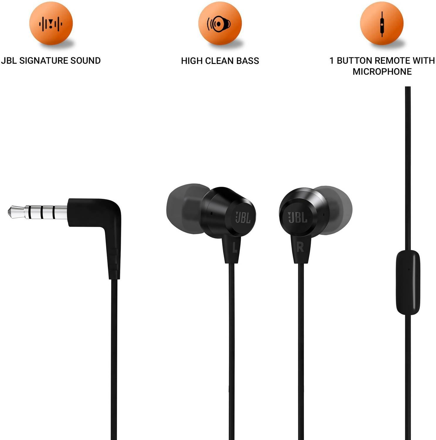JBL C50HI Wired Earphones Black - Image 2