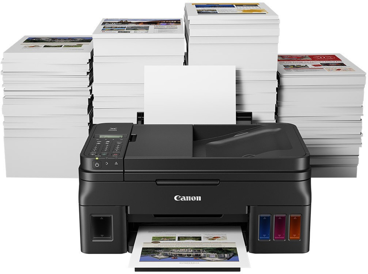 Image of Canon Pixma G4010 All in One Multi-function WiFi Color Ink Tank Printer (Color Page Cost: 0.21 Rs. | Black Page Cost: 0.08 Rs. | Borderless Printing)