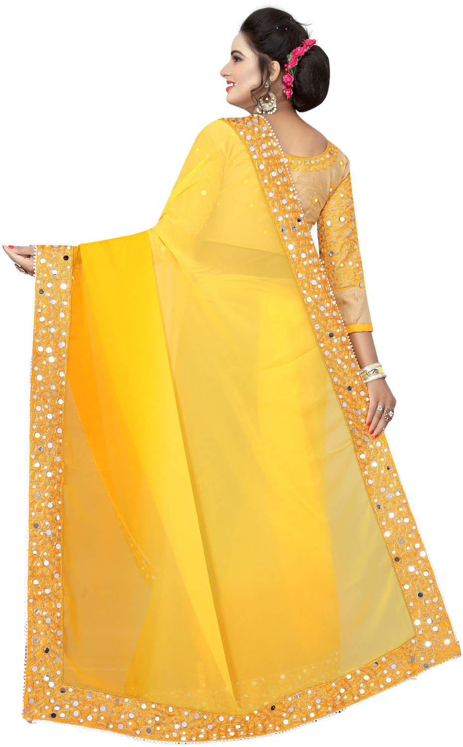 Image of Netal Designer Solid /Plain Bollywood Georgette Saree