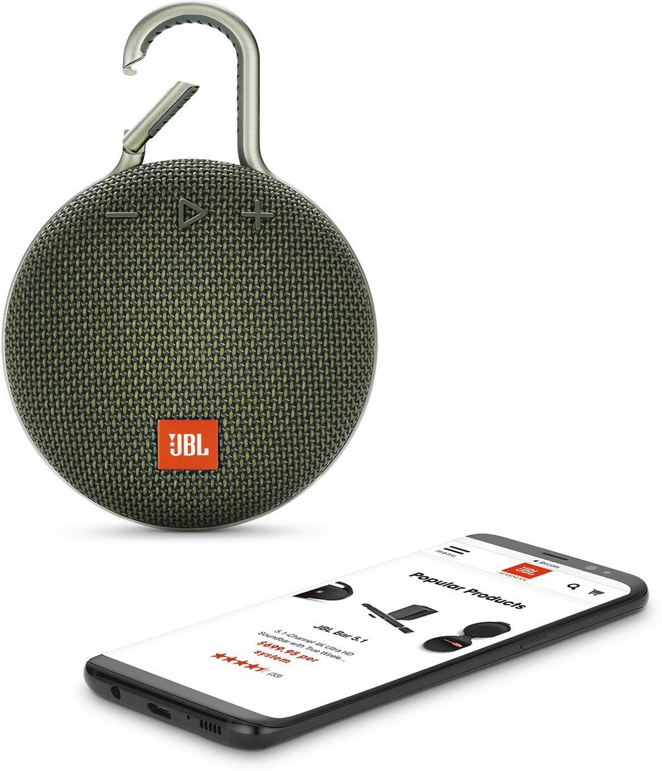 JBL Clip 3 Green Bluetooth Speaker - Image 4