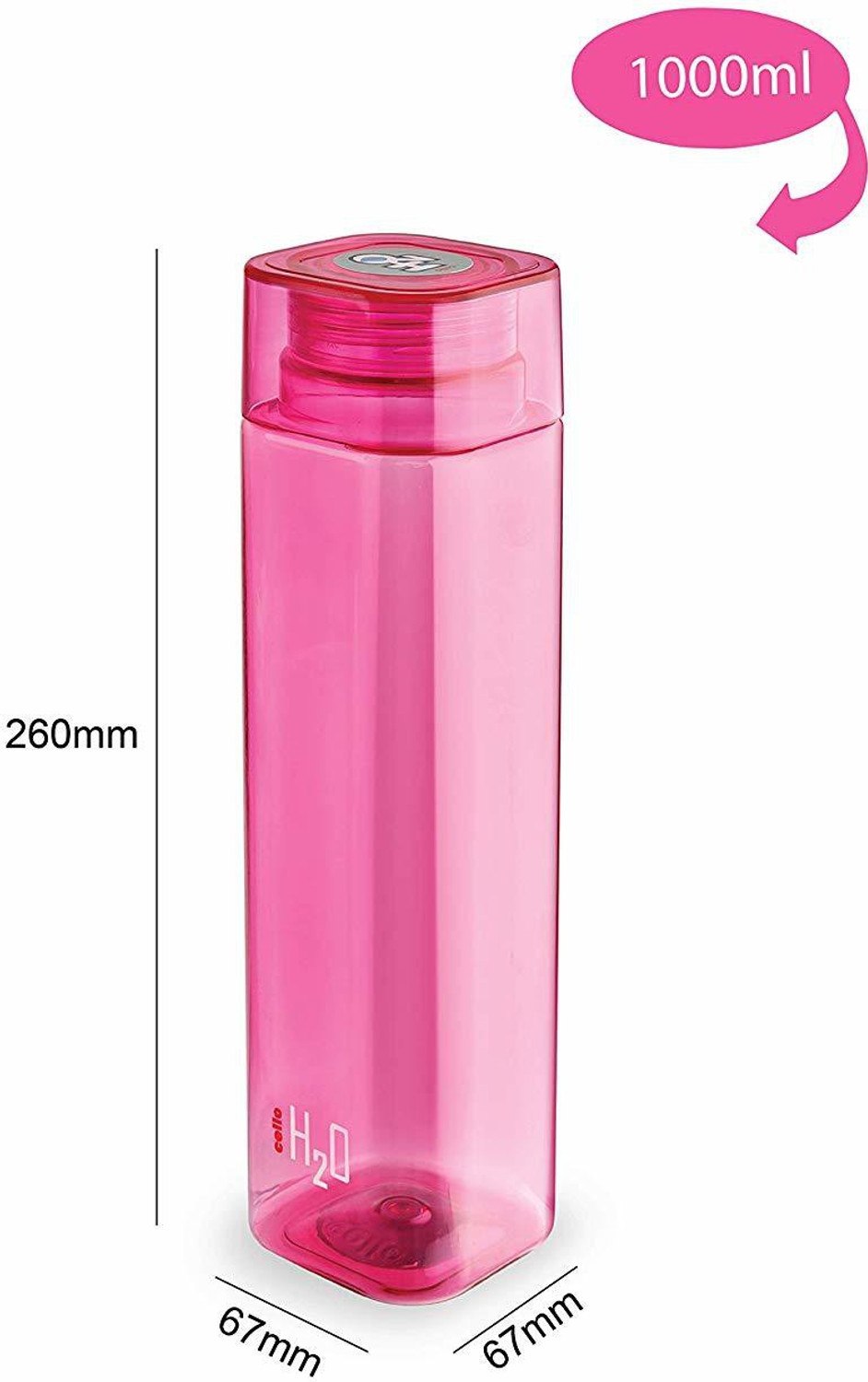Image of cello H2O Squaremate Plastic Water Bottle Set of 6 1000 ml Plastic Bottle