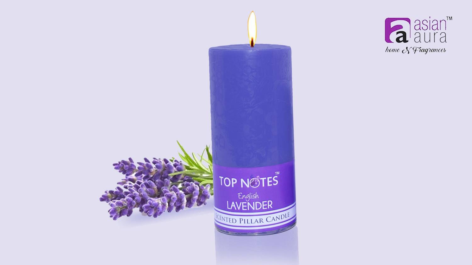 Asian Aura Lavender Scented Marble Pillar Candle Set (Blue, Pack of 4) Diwali Gift Set. Candle
