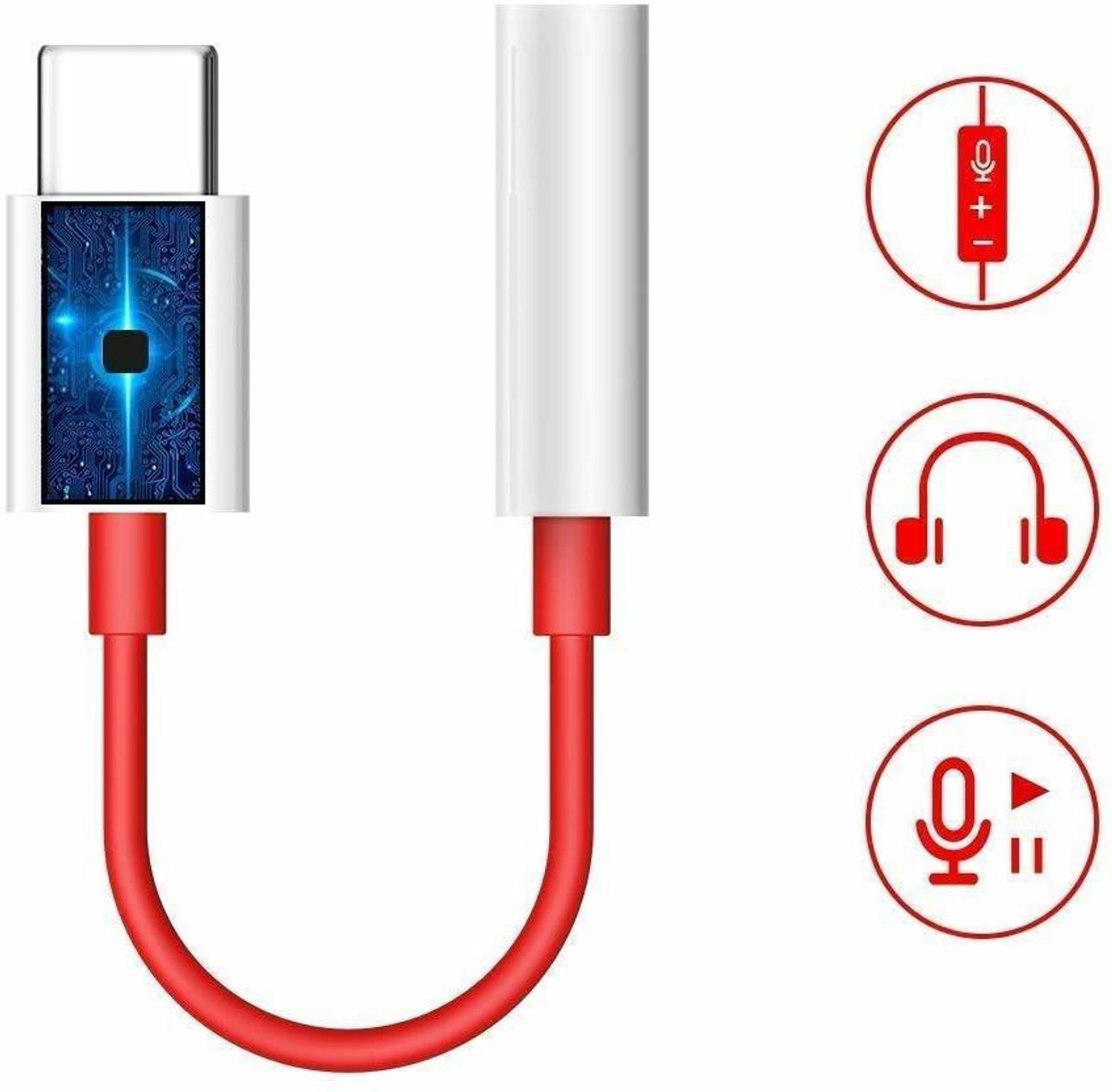 Image of SANNO WORLD White Type C to 3.5 mm Jack Audio Connector, Noise Cancelling Headphones Jack Converter Audio Adapter for OnePlus Nord /8T /8 /7T /7 /7 Pro / 1+6 /1+6T Phone Converter