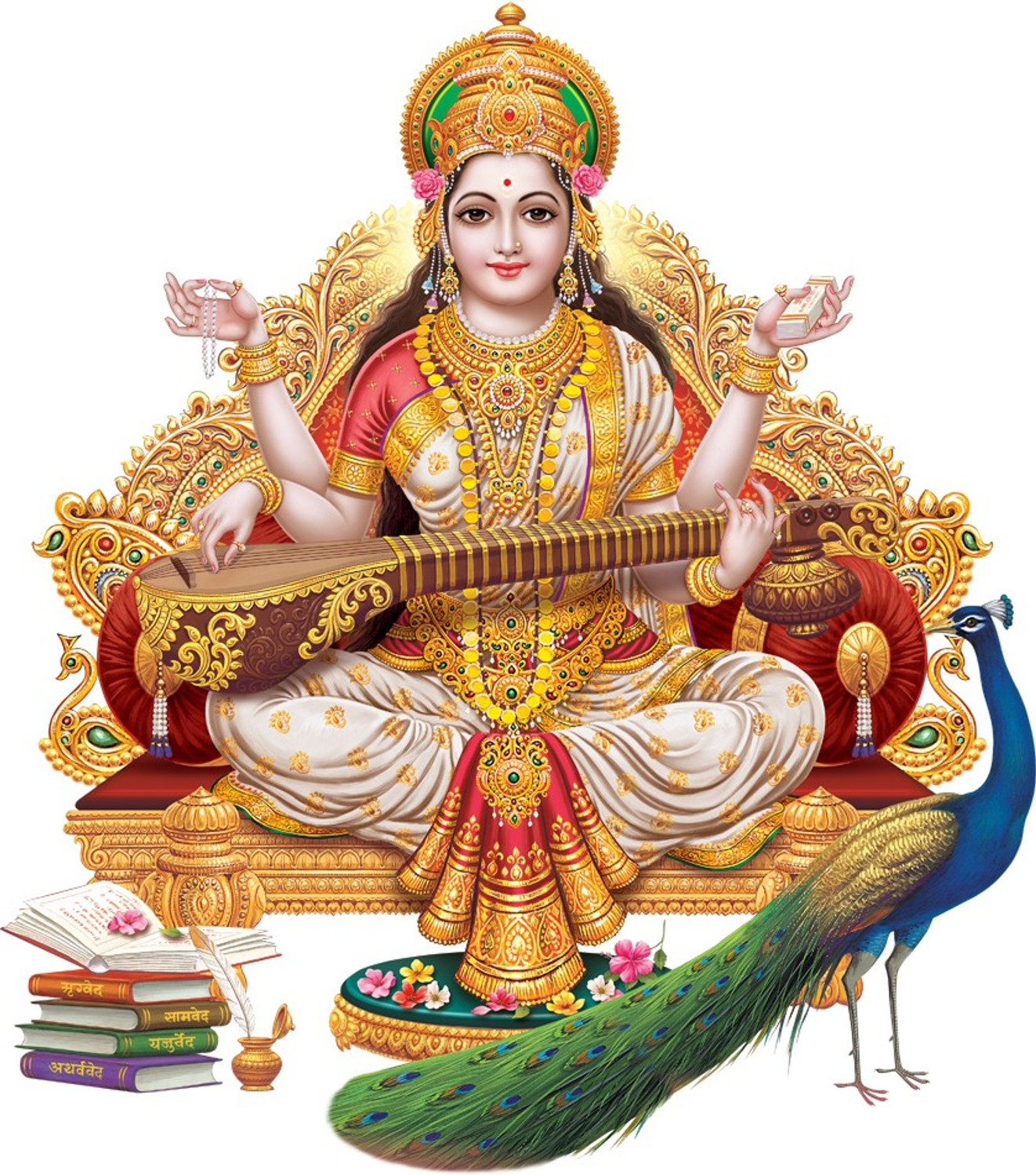 Image of my celebrat 76.2 cm Saraswati Maa Self Adhesive Sticker
