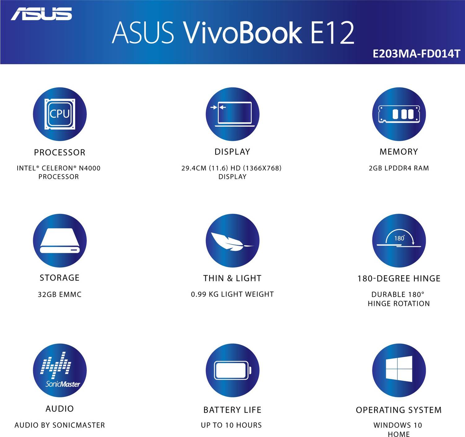 ASUS VivoBook E12 Intel Celeron Dual Core N4000 - (2 GB/32 GB EMMC
