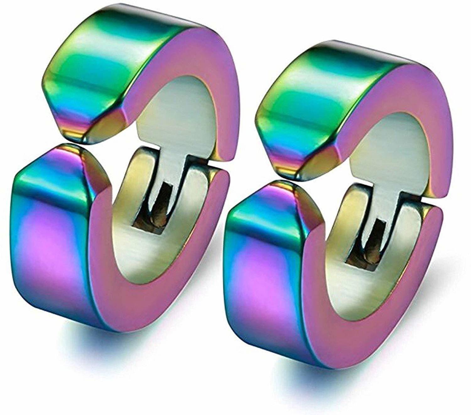 athizay Mens earrings nonpiercing Pack of one pair clip on earrings aqua electronic Stainless Steel Clip-on Earring