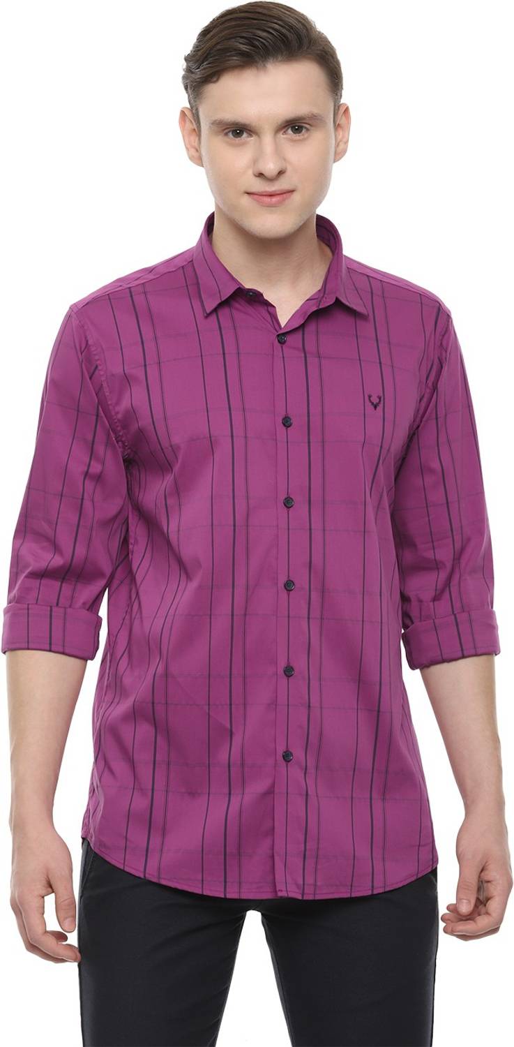 Allen Solly Men Checkered Casual Purple Shirt