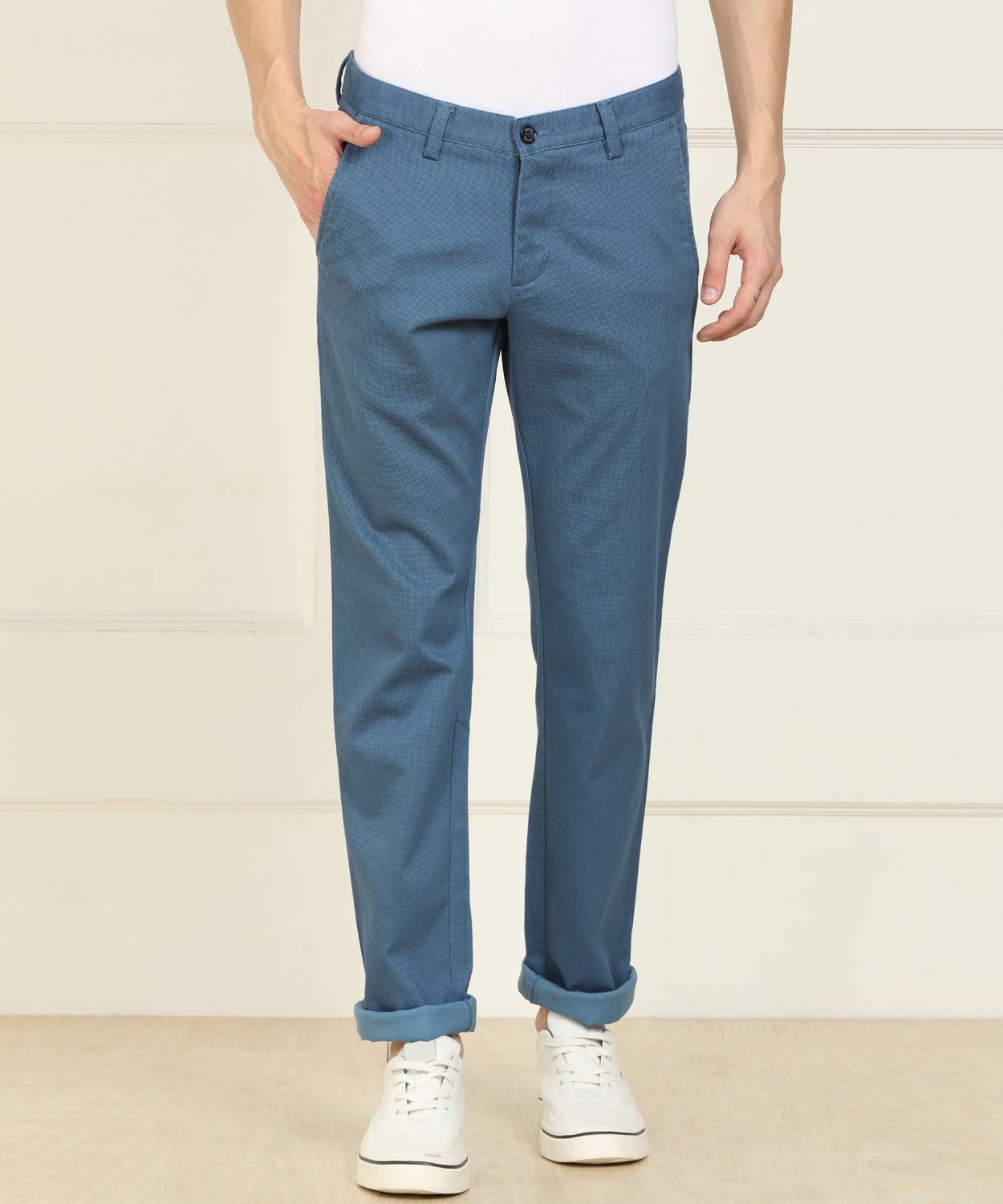 Allen Solly Slim Fit Men Blue Trousers