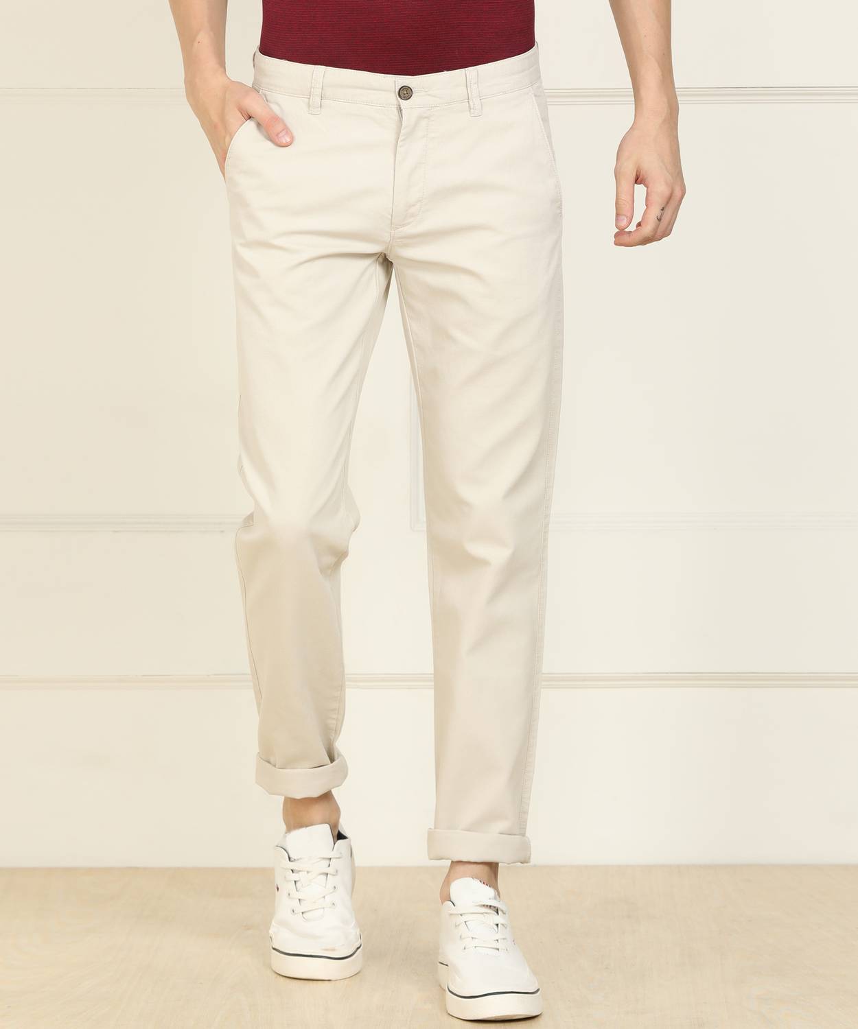 Arrow Sport Regular Fit Men Beige Trousers
