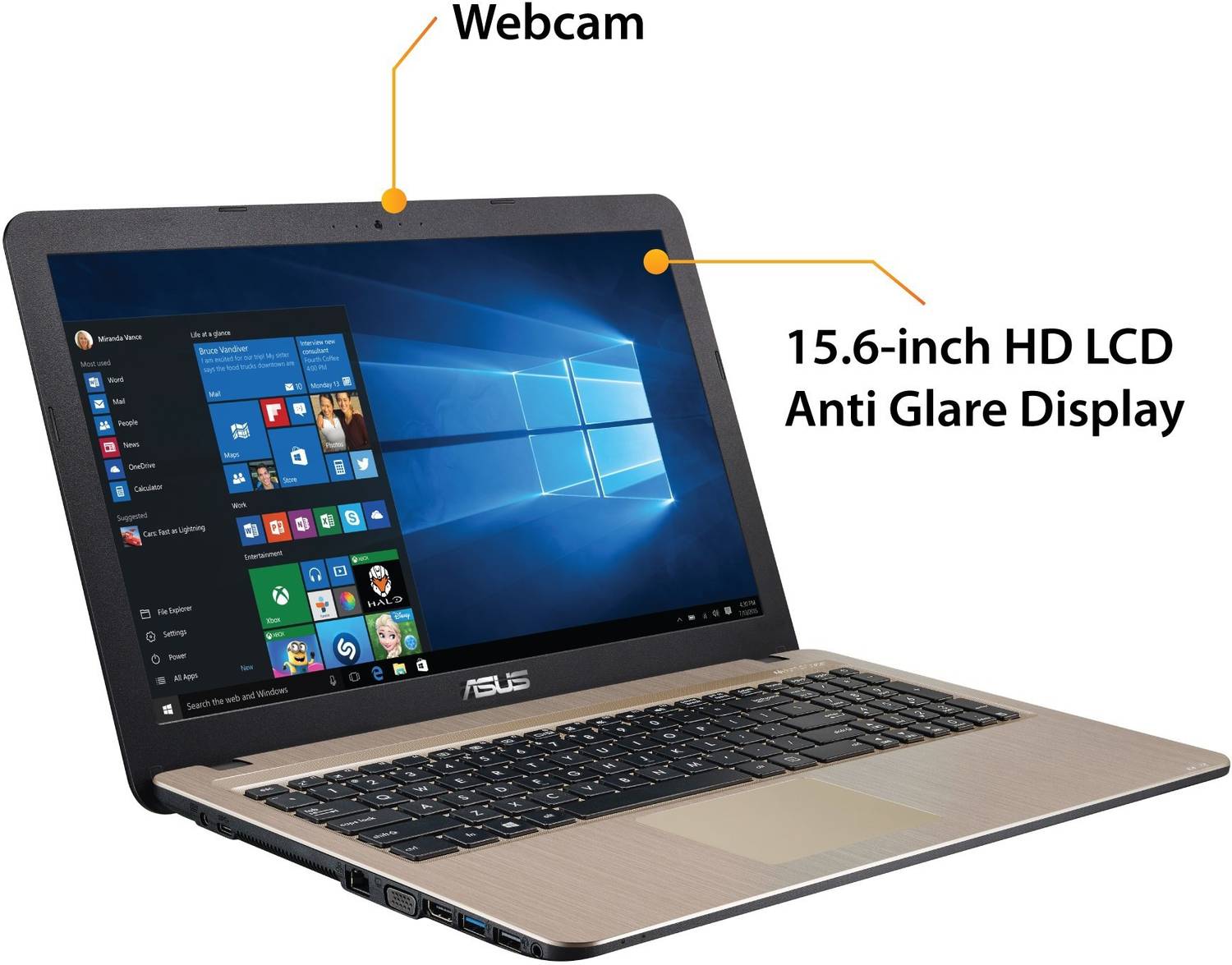 ノートPC ASUS AMD E1-6010 APU 4GB 500GB HHD ASUS AMD APU Quad Core E2 E2-6110 - (4 GB/500 GB HDD/Windows 10