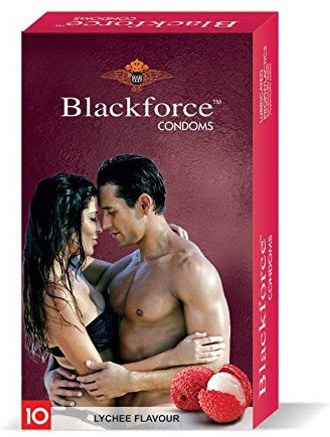 Black Force AC Ultrathin Extra Dotted Lychee Flavor Condoms Pack For Men (10 piece of 1 pack) Condom