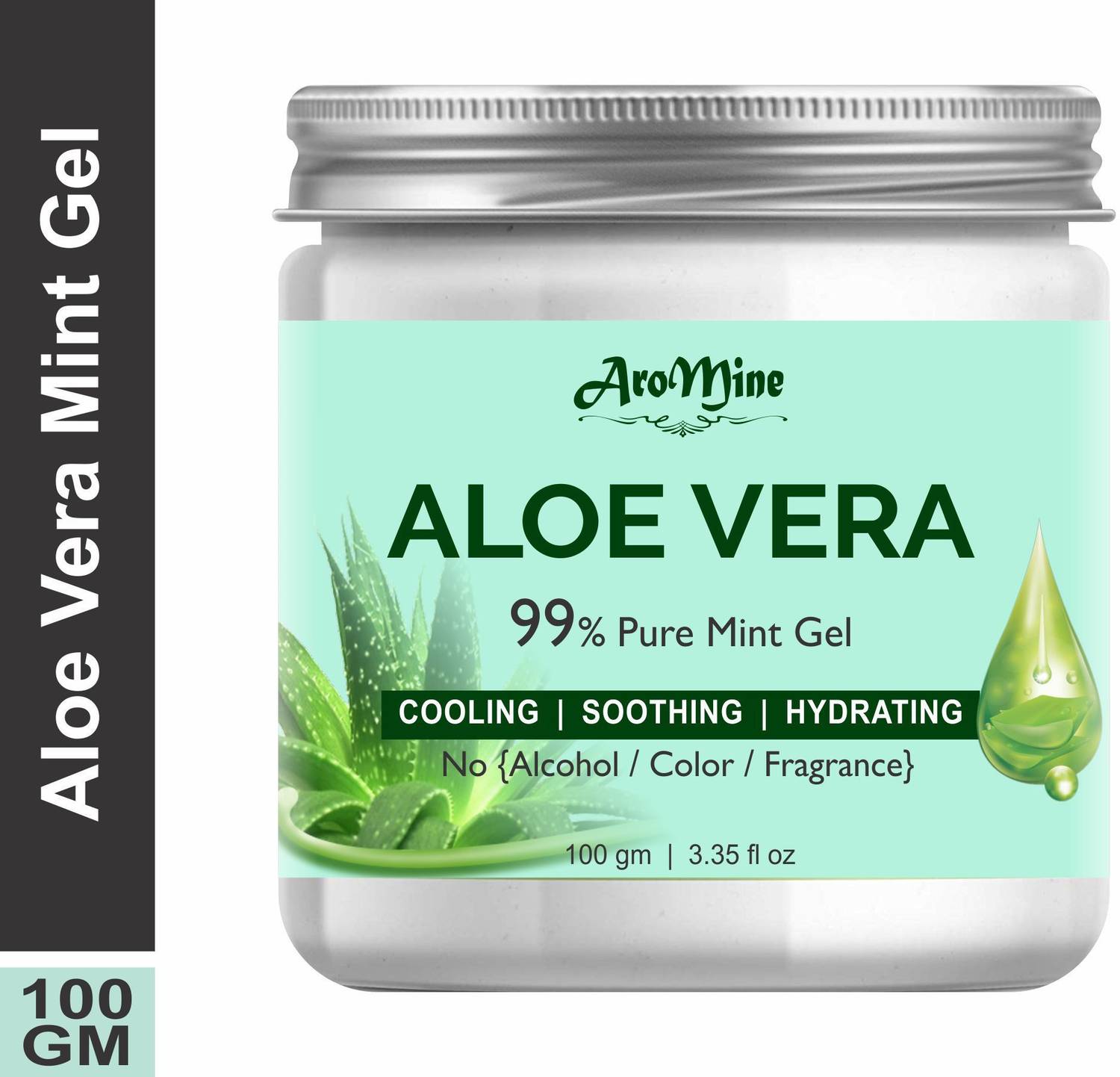 AroMine Mint Aloe Vera Gel From 100% Pure Aloe Vera Plant For Face, Skin & Hair