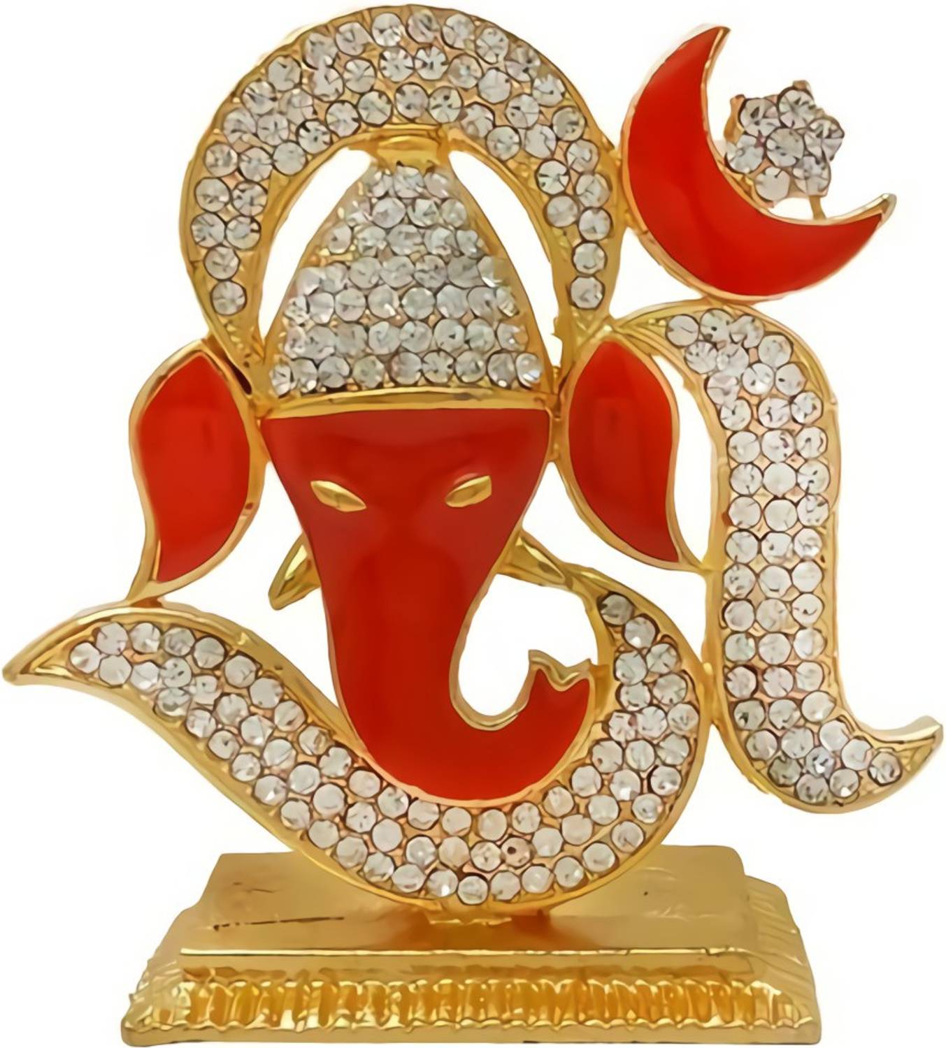 GCT Lord OM Ganesh Idol | OM Ganesha Idol | Ganpati Vinayaka (B-125) Metal Statue for Car Dashboard | Mandir Pooja Murti | Home Decor | Office Showpiece Decorative Showpiece - 6.5 cm