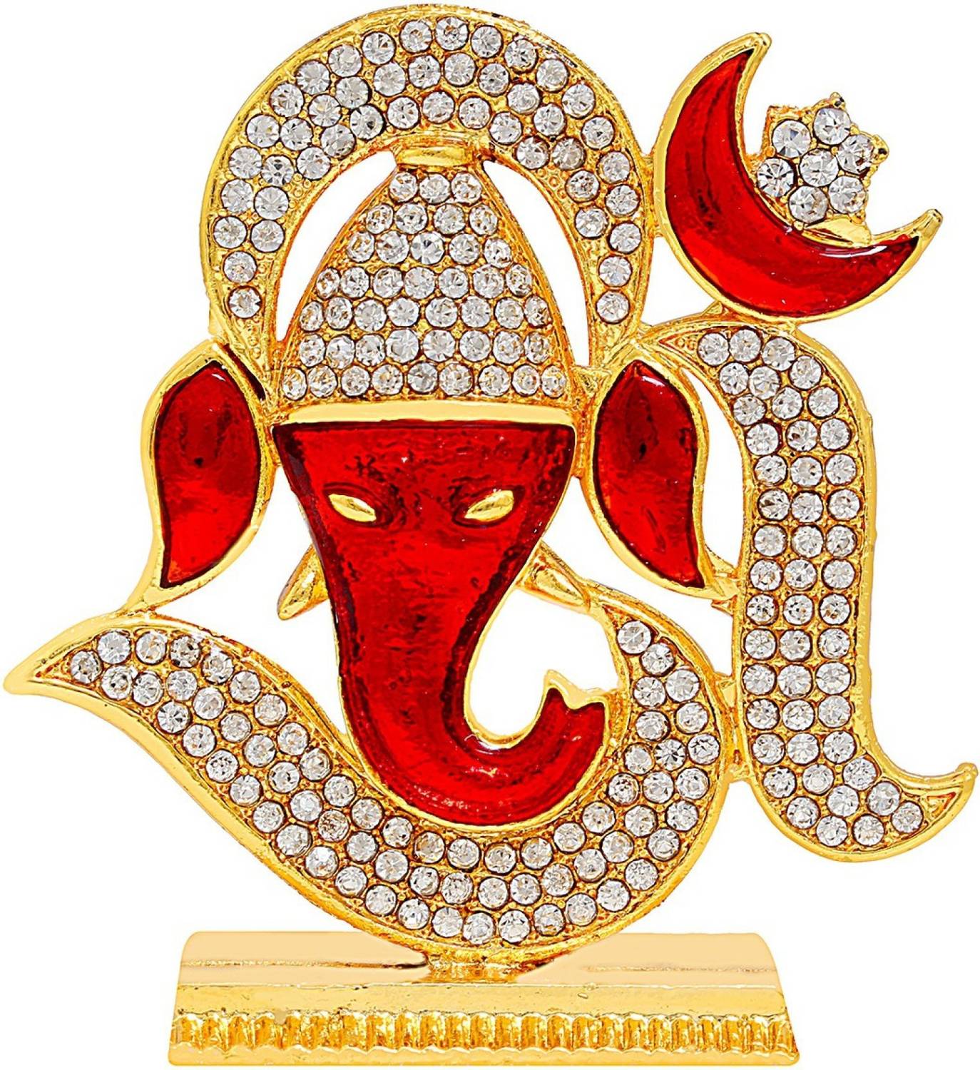 GCT Lord OM Ganesh Idol | OM Ganesha Idol | Ganpati Vinayaka (B-124) Metal Statue for Car Dashboard | Mandir Pooja Murti | Home Decor | Office Showpiece Decorative Showpiece - 6.5 cm
