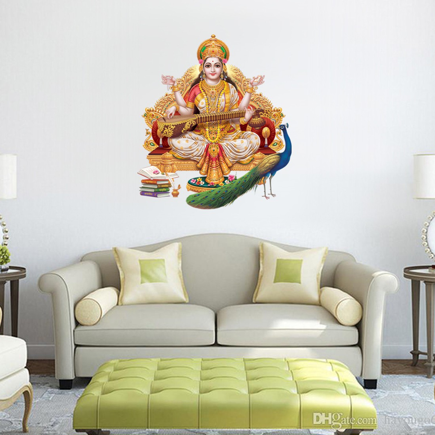 Image of my celebrat 76.2 cm Saraswati Maa Self Adhesive Sticker
