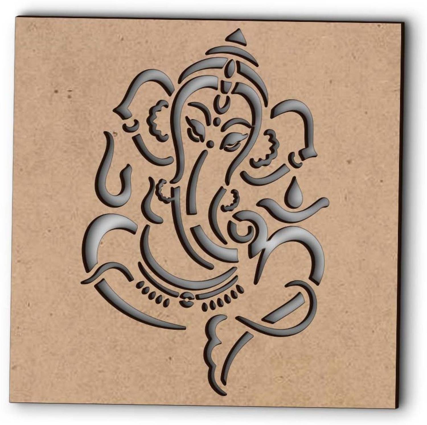 100yellow Ganesha Wooden Stencil pack of 1 Rangoli Stencil