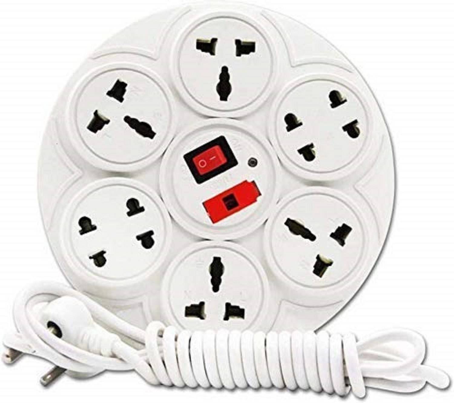 Black Apple 8+1 Socket Extension board | 6 Amp | 2 Meters Cable | Fuse | Led Indicator 8  Socket Extension Boards