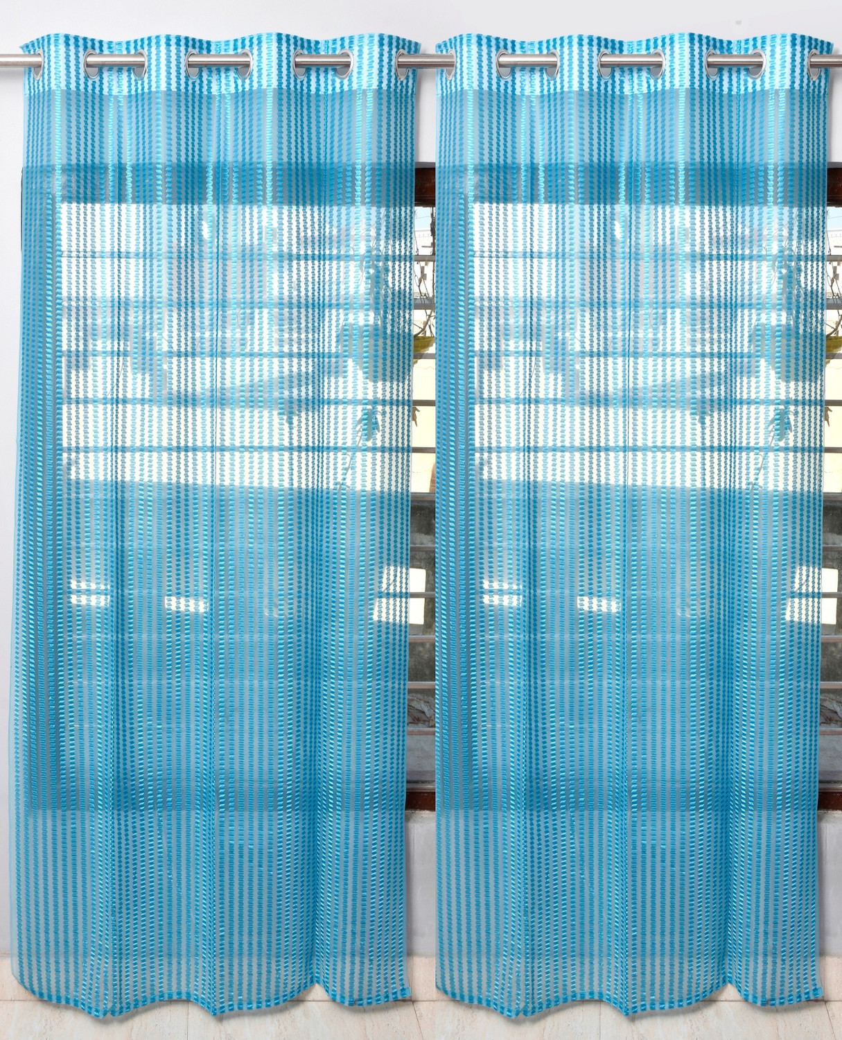 Image of Homefab India 244 cm (8 ft) Long Door Tissue Transparent Curtain (Pack Of 2)
