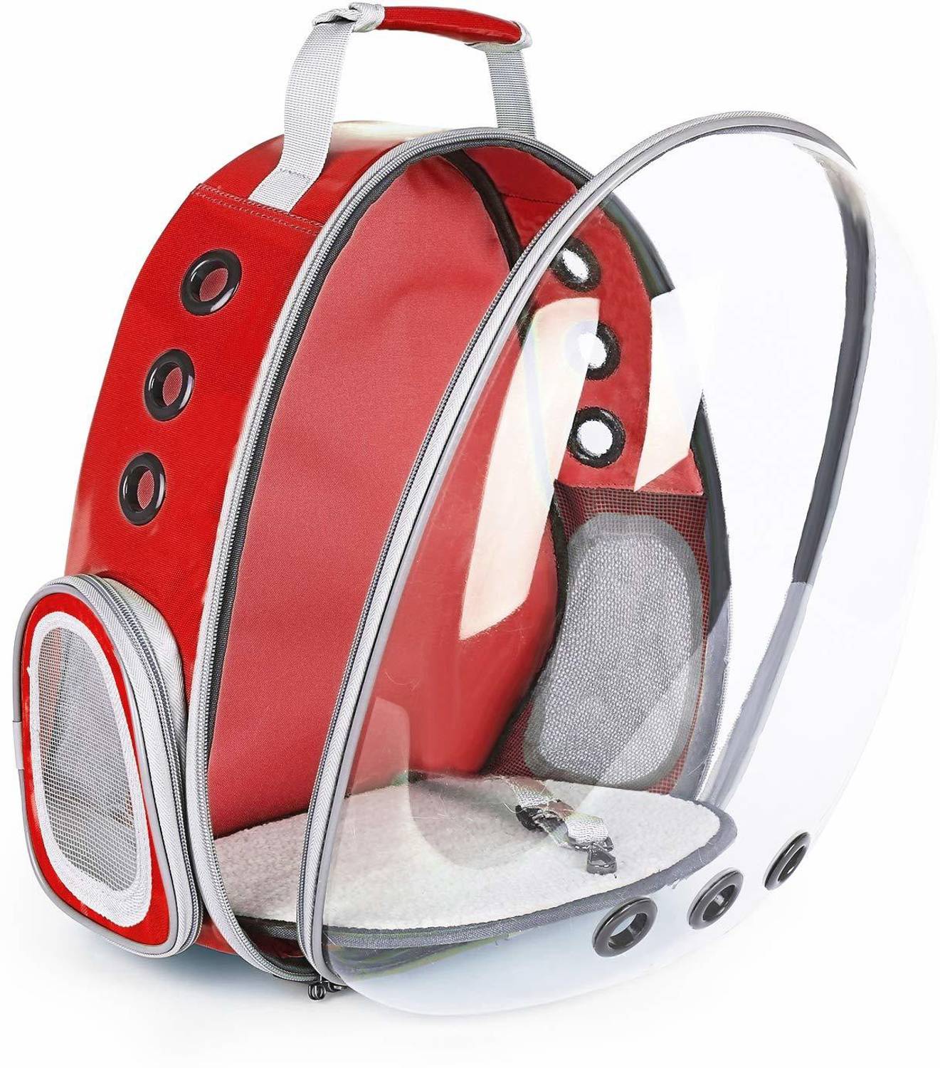 24x7eMall 24x7 eMall Creative Transparent Pet Backpack Carrier Breathable Capsule Traveller Airline Approved for Cats and Small Dogs. (Red) red Backpack Pet Carrier