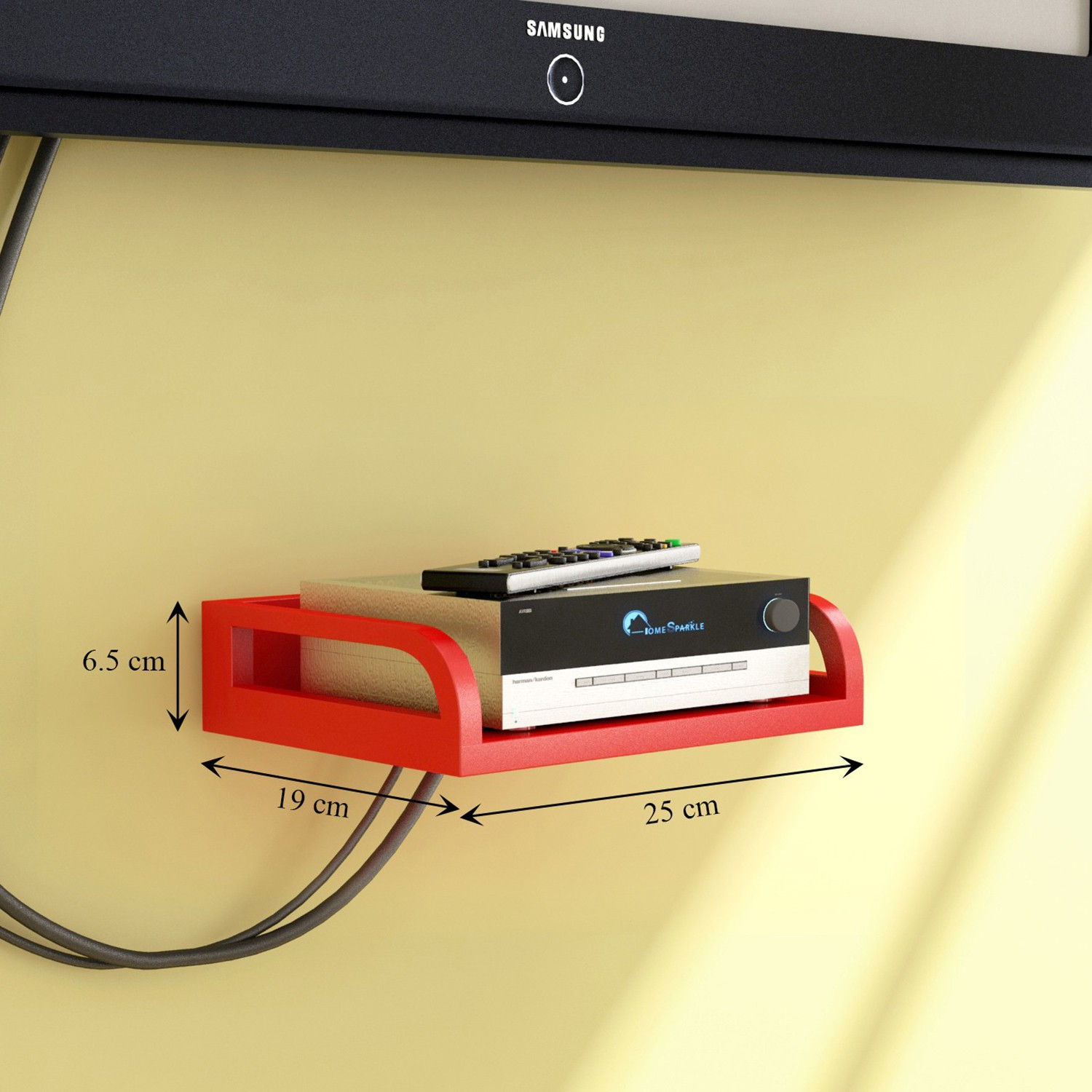 Image of HOME SPARKLE Wooden Set Top Box Stand /DTH Stand /WIFI Router Stand,Wall Mount with Wifi Holder MDF (Medium Density Fiber) Wall Shelf