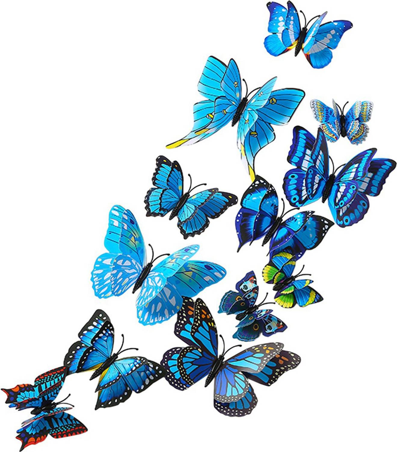 Ampire 12 cm Wall Stickers 3D Magnet Butterflies Multipurpose Decor Blue Set 12 pcs Magnetic Sticker