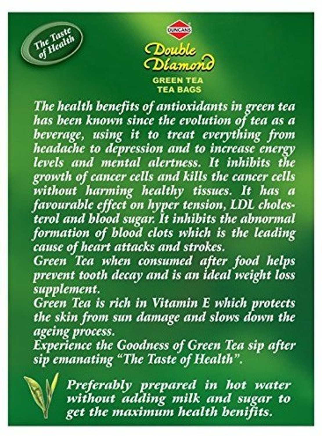 Image of Duncans Double Diamond Green Tea Bags Box